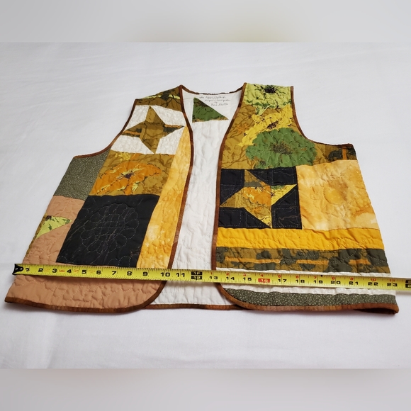 Vintage Y2K Handmade Floral Print Quilted Patchwork Vest One Size Boho Chic - Picture 13 of 14